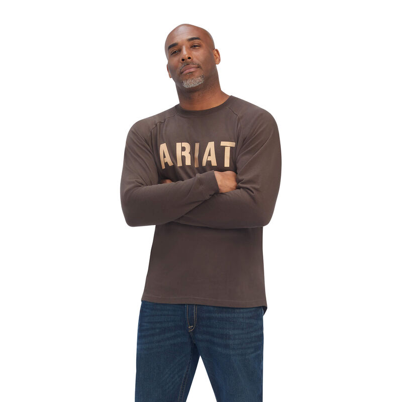 Ariat T-Shirts Herren - Rebar Cottonstrong Block DunkelBraun ( DQXZY-2640 )